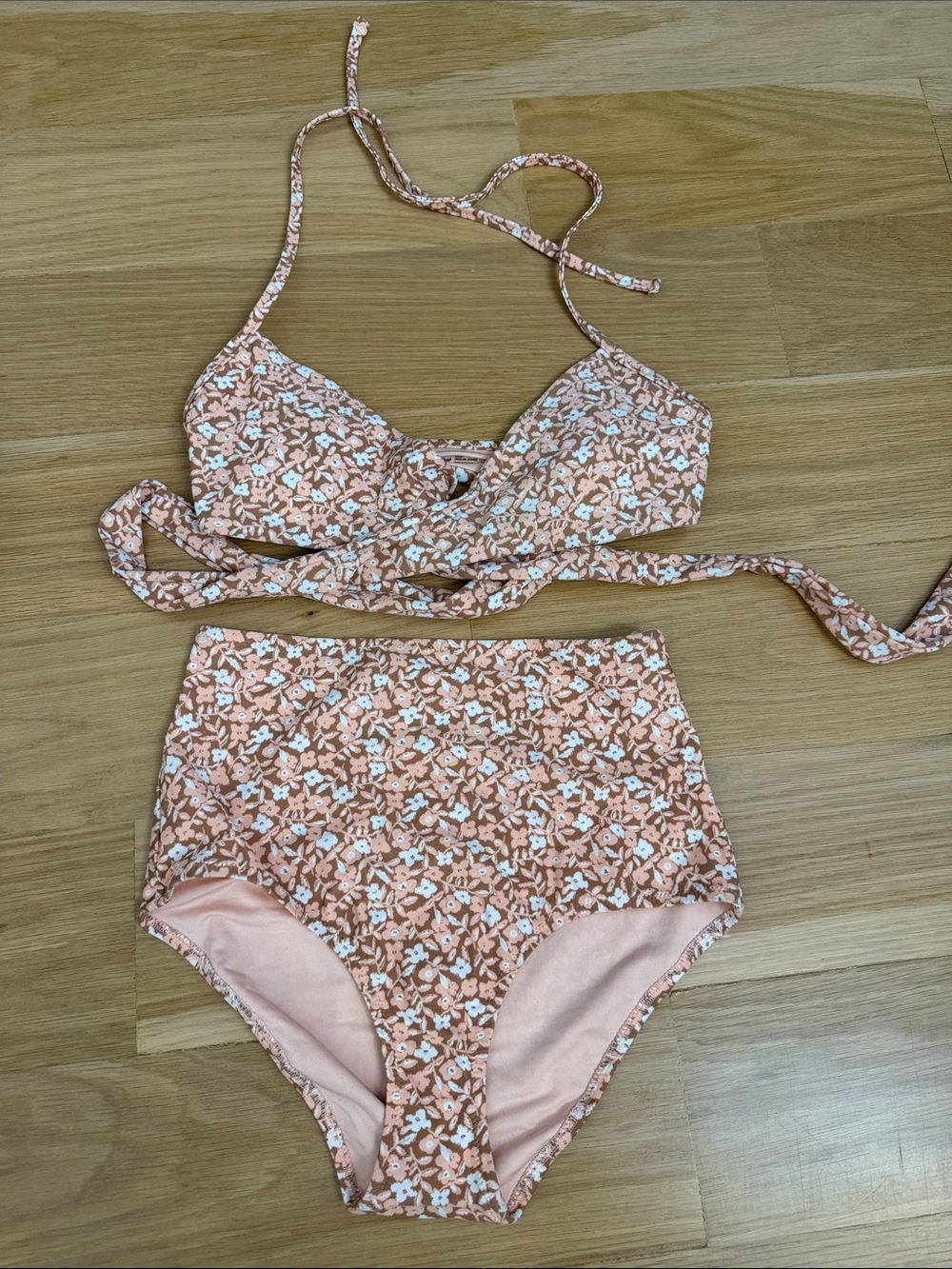 aerie Pink Floral High-Waist Bikini Set